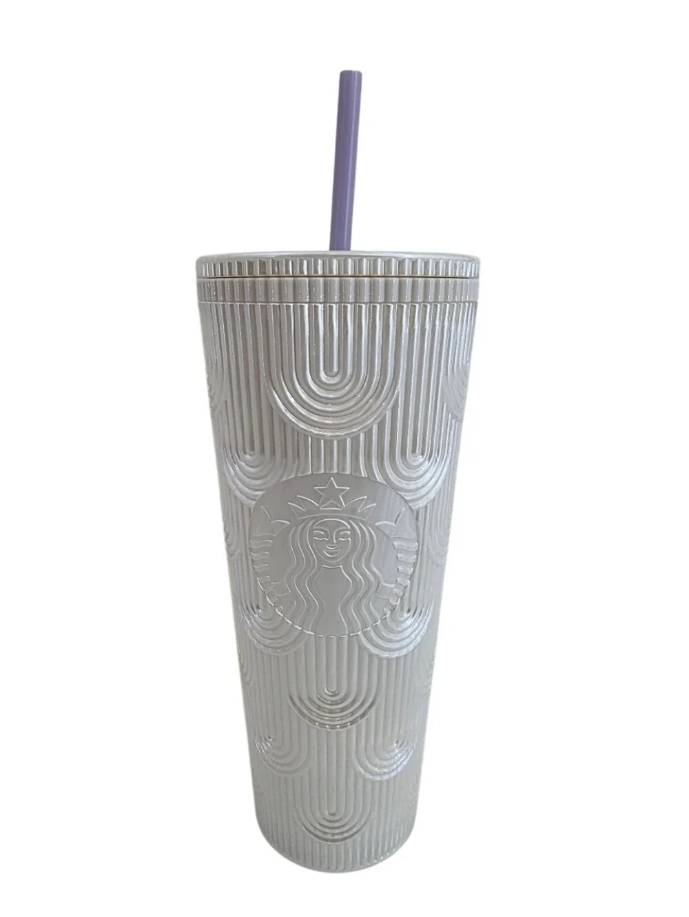 Starbucks 2023 White Pearl Shell Mermaid Scales Venti Cold Cup Tumbler 24oz